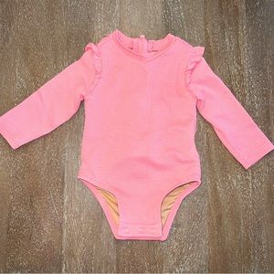 Pink Ruffle Long Sleeve Swimsuit